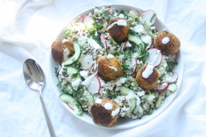 Bloemkool couscous en falafel