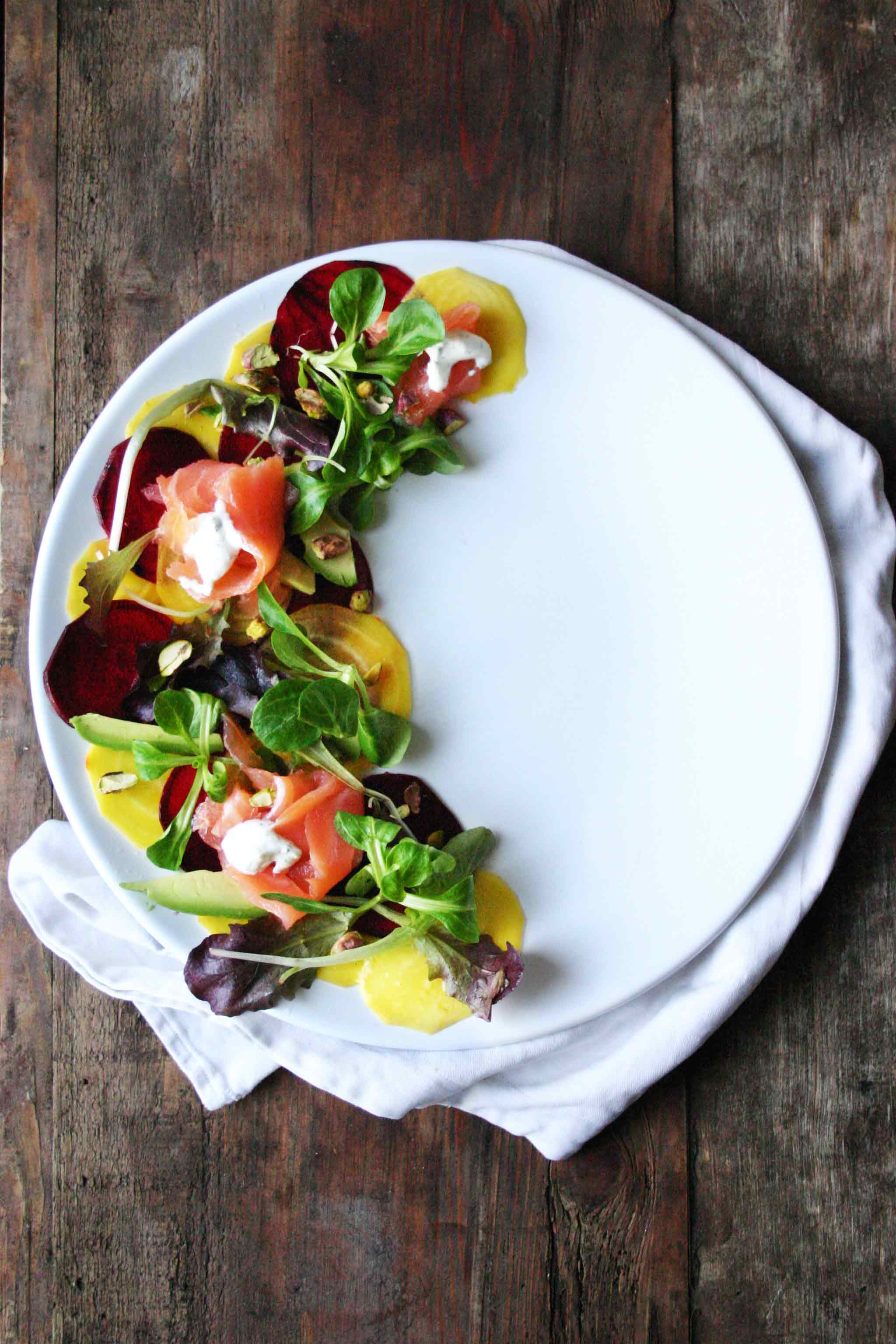 bietensalade met gerookte zalm